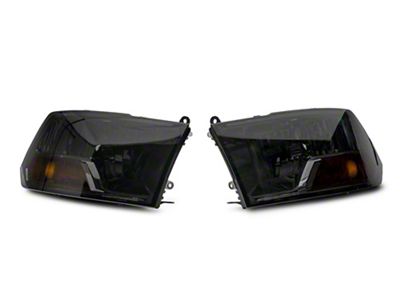 Raxiom Axial Series OEM Style Replacement Headlights with Single Bulb; Chrome Housing; Smoked Lens (10-18 RAM 3500 w/ Factory Halogen Non-Projector Headlights)