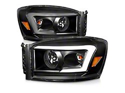 Raxiom Axial Series LED DRL Projector Headlights; Black Housing; Clear Lens (06-08 RAM 1500)
