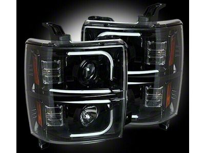 OLED Halo Projector Headlights; Black Housing; Smoked Lens (15-19 Silverado 3500 HD)