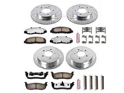 PowerStop Z36 Extreme Truck and Tow 5-Lug Brake Rotor and Pad Kit; Front and Rear (Late 00-03 4WD F-150)