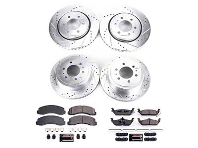 PowerStop Z23 Evolution Sport 6-Lug Brake Rotor and Pad Kit; Front and Rear (09-20 2WD/4WD F-150)