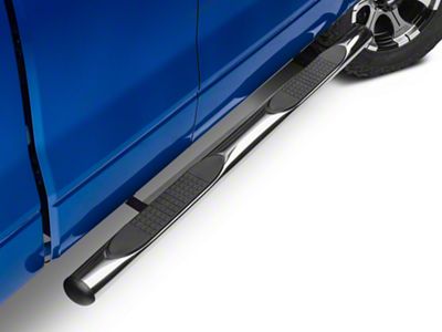 Barricade 4-Inch Oval Straight End Side Step Bars; Stainless Steel (09-14 F-150)