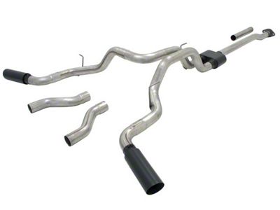 Flowmaster Outlaw Dual Exhaust System with Black Tips; Side/Rear Exit (11-14 5.0L F-150)