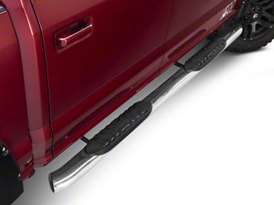 Barricade 5-Inch Oval 60 Degree Bent End Side Step Bars; Stainless Steel (15-23 F-150)