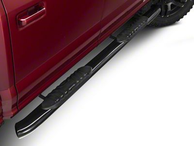 Barricade 5-Inch Oval 60 Degree Bent End Side Step Bars; Black (15-23 F-150)