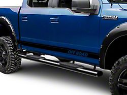 SEC10 Rocker Stripes with Off Road Lettering; Gloss Black (97-23 F-150)