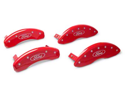 MGP Red Caliper Covers with Ford Oval Logo; Front and Rear (09-20 F-150)