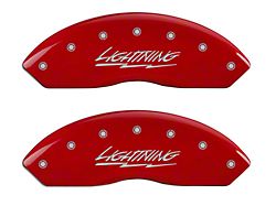 MGP Red Caliper Covers with Lightning Logo; Front and Rear (99-03 F-150 Lightning)