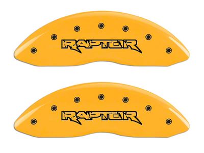 MGP Yellow Caliper Covers with Raptor Logo; Front and Rear (10-14 F-150 Raptor; 17-20 F-150 Raptor w/ Manual Parking Brake)