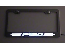 Illuminated License Plate Frame with F-150 Logo; Blue (Universal; Some Adaptation May Be Required)