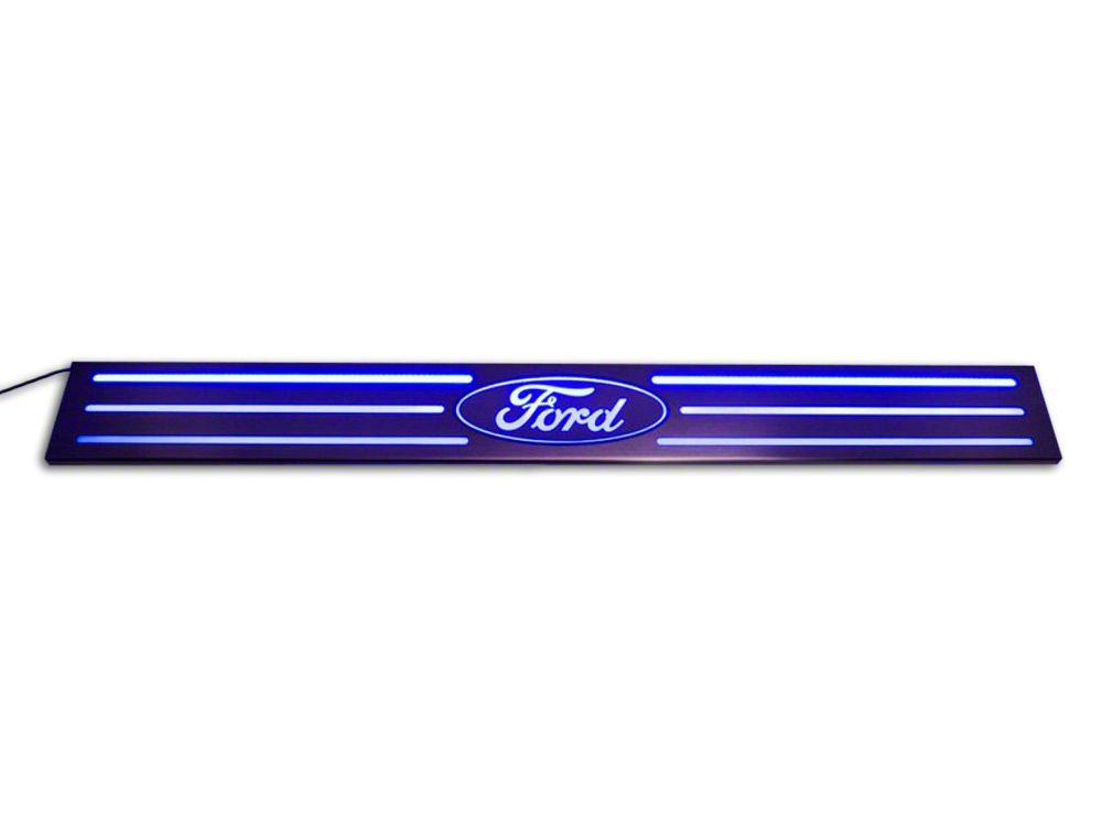 F150 Illuminated Stainless Front Door Sill Covers with Ford Oval Logo