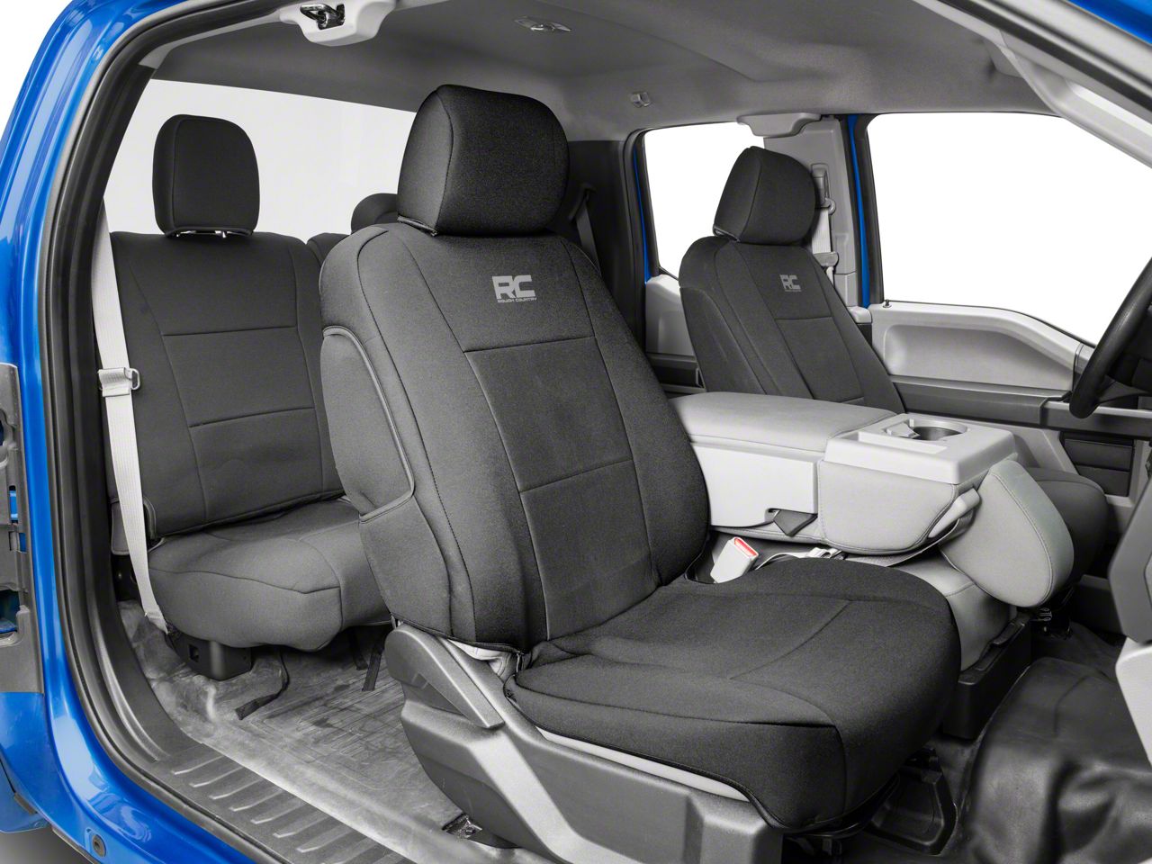 Rough Country F150 Neoprene Front and Rear Seat Covers; Black 91018A