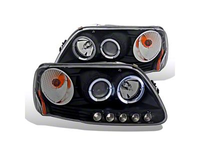Raxiom LED Halo Projector Headlights; Black Housing; Clear Lens (97-03 F-150)