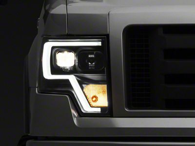Raxiom Projector Headlights with LED Accent; Black Housing; Clear Lens (09-14 F-150 w/ Factory Halogen Headlights)