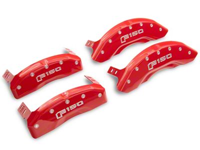 MGP Red Caliper Covers with 2015 Style F-150 Logo; Front and Rear (15-20 F-150 w/ Electric Parking Brake)