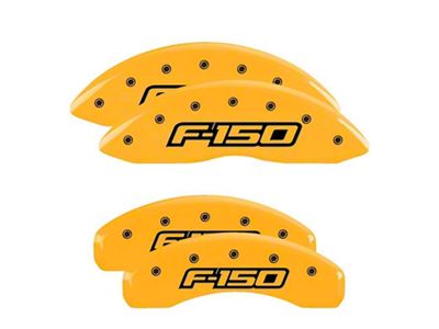 MGP Yellow Caliper Covers with 2009 Style F-150 Logo; Front and Rear (12-14 F-150; 15-20 F-150 w/ Manual Parking Brake)