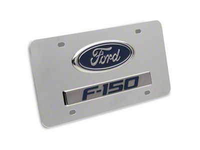 F-150 Logo License Plate; Chrome on Chrome (Universal; Some Adaptation May Be Required)