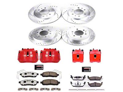 PowerStop Z36 Extreme Truck and Tow 6-Lug Brake Rotor, Pad and Caliper Kit; Front and Rear (2009 F-150)