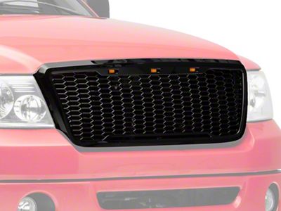 RedRock Baja Upper Replacement Grille with LED Lighting; Gloss Black (04-08 F-150)