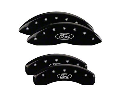 MGP Black Caliper Covers with Ford Oval Logo; Front and Rear (21-23 F-150)