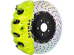 Brembo GT Series 8-Piston Front Big Brake Kit with 16.20-Inch 2-Piece Cross Drilled Rotors; Fluorescent Yellow Calipers (09-14 2WD F-150)