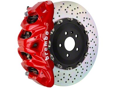 Brembo GT Series 8-Piston Front Big Brake Kit with 16.20-Inch 2-Piece Cross Drilled Rotors; Red Calipers (10-14 F-150 Raptor)