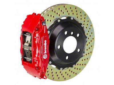 Brembo GT Series 4-Piston Front Big Brake Kit with 14-Inch 2-Piece Cross Drilled Rotors; Red Calipers (97-03 4WD F-150)