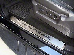 Front Door Sill Plates with Raptor Logo; Brushed/Stainless (10-14 F-150 Raptor)