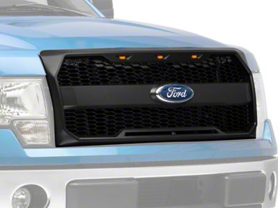 RedRock Upper Replacement Grille with LED Lighting and Emblem Surround; Matte Black (09-14 F-150, Excluding Raptor)
