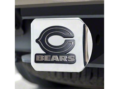 Hitch Cover with Chicago Bears Logo; Chrome (Universal; Some Adaptation May Be Required)