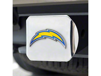 Hitch Cover with Los Angeles Chargers Logo; Yellow (Universal; Some Adaptation May Be Required)