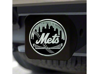 Hitch Cover with New York Mets Logo; Black (Universal; Some Adaptation May Be Required)