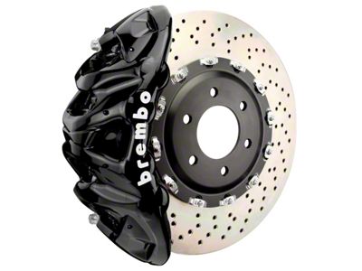 Brembo GT Series 8-Piston Front Big Brake Kit with 16.20-Inch 2-Piece Cross Drilled Rotors; Black Calipers (21-23 F-150, Excluding Raptor)