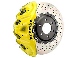 Brembo GT Series 8-Piston Front Big Brake Kit with 16.20-Inch 2-Piece Cross Drilled Rotors; Yellow Calipers (21-23 F-150, Excluding Raptor)