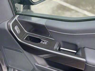 Front Door Switch Accent Trim; Domed Carbon Fiber (21-23 F-150 w/o Memory Seats)