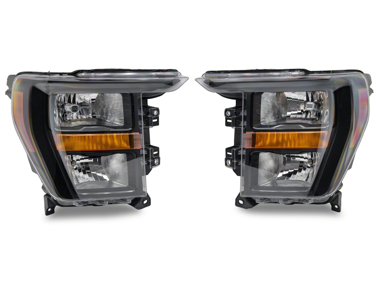 F 150 Oe Style Headlights Black Housing Clear Lens 21 23 F 150 W Factory Halogen Headlights