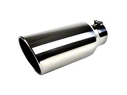 Angled Cut Rolled End Round Exhaust Tip; 6-Inch; Chrome (Fits 4-Inch Tailpipe)