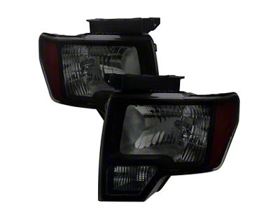 Factory Style Headlights; Black Housing; Smoked Lens (09-14 F-150 w/ Factory Halogen Headlights)