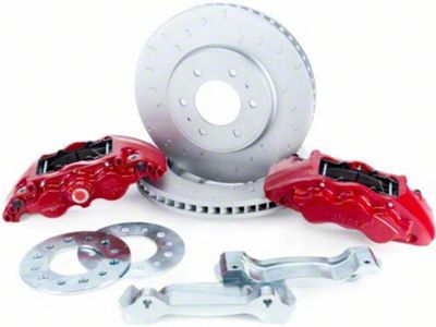 Alcon 6-Piston Front Big Brake Kit with 347x36mm Slotted Rotors; Red Calipers (10-20 F-150)