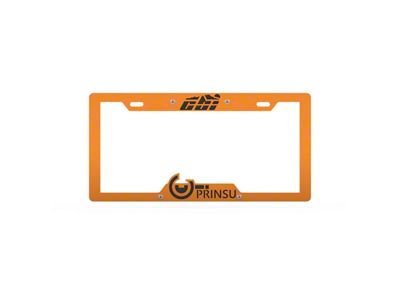 Prinsu License Plate Cover; Orange/Black (Universal; Some Adaptation May Be Required)