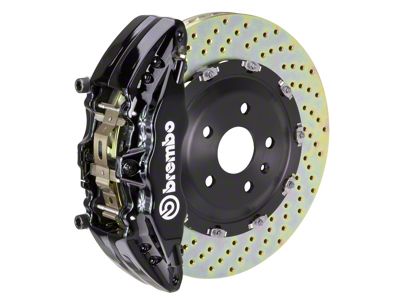 Brembo GT Series 6-Piston Front Big Brake Kit with 15-Inch 2-Piece Cross Drilled Rotors; Black Calipers (21-23 F-150 Raptor)