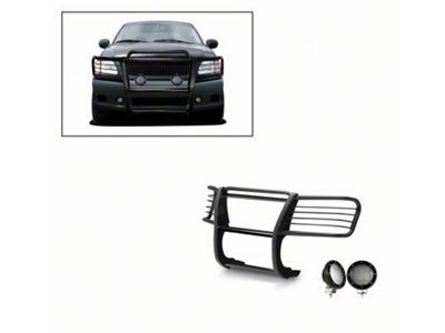 Modular Grille Guard with 5.30-Inch Black Round Flood LED Lights; Black (99-03 2WD F-150)