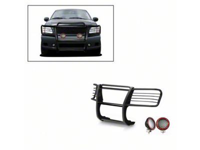 Modular Grille Guard with 5.30-Inch Red Round Flood LED Lights; Black (99-03 2WD F-150)