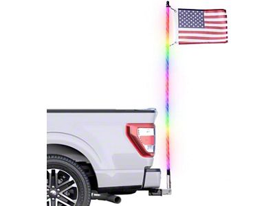 Master Tailgaters 5-Foot Swirl LED Flag Pole with Hitch Mount (Universal; Some Adaptation May Be Required)