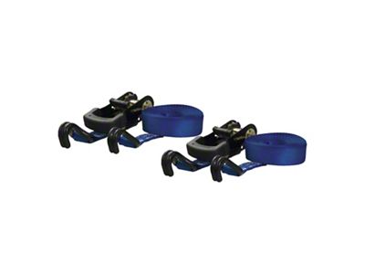 16-Foot Cargo Straps with J-Hooks; Blue; 733 lb.; Pair